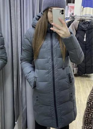 Темно сірий пуховий / пальто