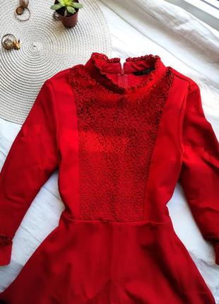 Червона сукня з гіпюром zara basic2 фото
