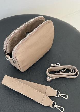 Сумка кросс-боди кожаная итальянская базовая сумочка кроссбоди с широким ремнем4 фото