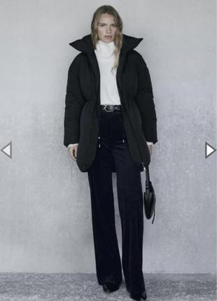 Черный пуховик,черная куртка пухровая из новой коллекции massimo dutti размер xs,s,m