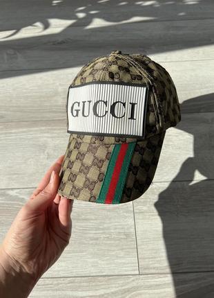 Кепка gucci стильная брендовая кепка унисекс коричневая бейсболка gucci1 фото