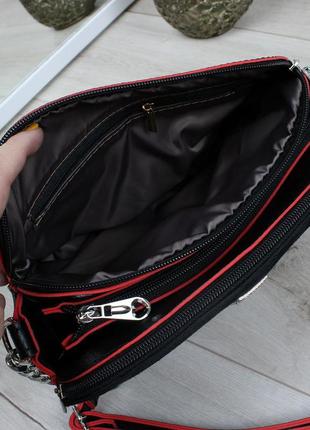 Женская сумка через плечо на три отделения, украинское производство, замшевая сумка3 фото