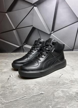 Зимние мужские ботинки puma black (мех) 40-41-42-43-44-455 фото