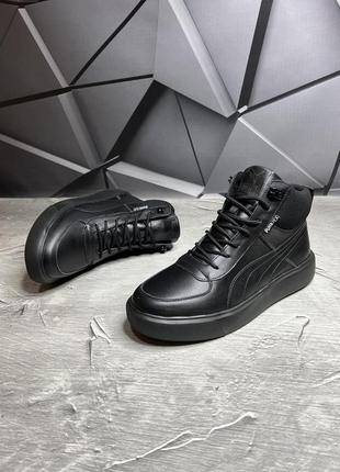 Зимние мужские ботинки puma black (мех) 40-41-42-43-44-456 фото