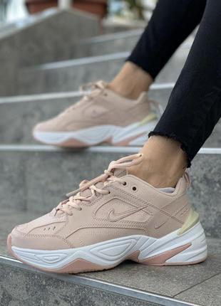 Женские кожаные кроссовки nike m2k бежевые{весна-лето-осень}😍7 фото