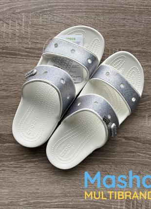 Слайди шльопанці жіночі блискучі крокс, classic crocs sandal2 фото