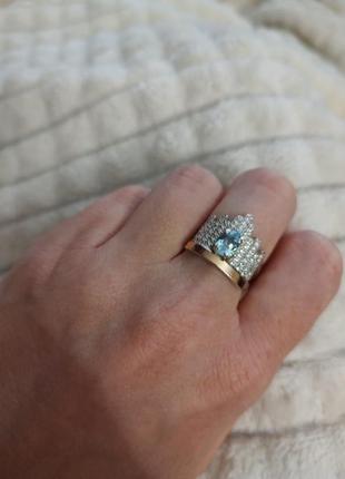 Розкішний перстень корона срібло золото1 фото