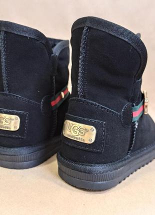 Черные замшевы натуральные угги ботинки сапоги подарок ребенку2 фото