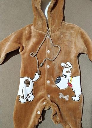 Человечек, боди плюшевый, махровый теплый