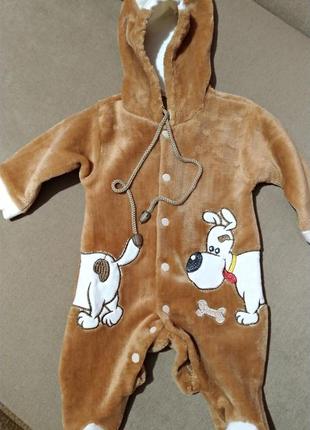 Человечек, боди плюшевый, махровый теплый