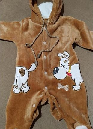 Человечек, боди плюшевый, махровый теплый