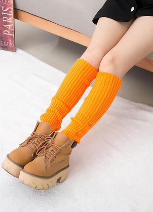 Жіночі гетри низькі помаранчеві рубчик 5522 хелоувін неонові шкрпетки високі гольфи труби неонові
