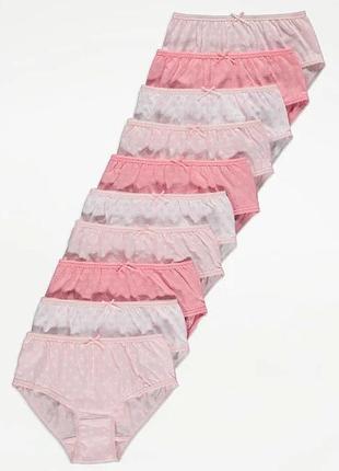 Розово-белые трусики 116р, трусики 110-116см, трусики для девочки george, хлопковые трусы2 фото