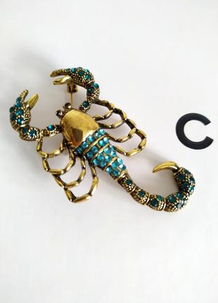 Брошь скорпиона знак зодиака пен значок под золото ретро винтаж заколка2 фото