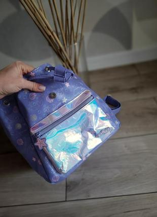 Рюкзак блестящий фиолетовый с блестками4 фото