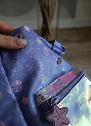 Рюкзак блестящий фиолетовый с блестками6 фото
