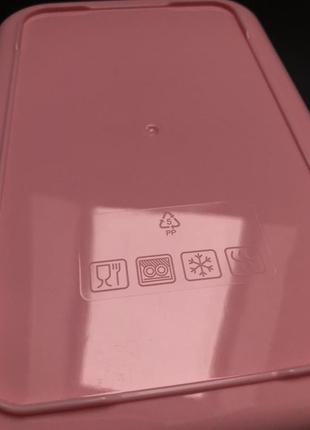 Ланч бокс 1400 мл с приборами розовый6 фото