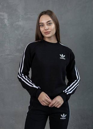 Костюм adidas зима, зимний теплый, на флисе, свитшот + брюки10 фото