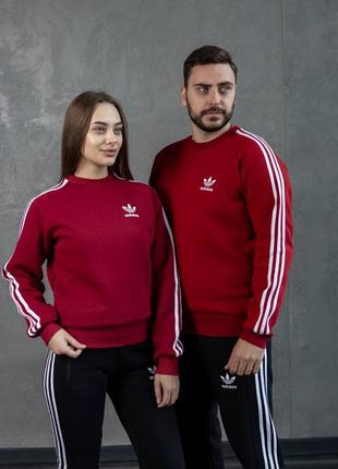 Костюм adidas зима, зимний теплый, на флисе, свитшот + брюки4 фото