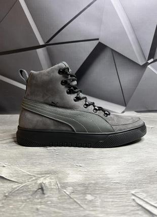 Зимние мужские ботинки puma grey black (мех) 40-41-42-43-44-453 фото