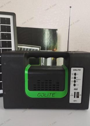Ліхтар-прожектор gdlite gd-10, з powerbank 4000мач + fm-радіо + mp3-плеєр + сонячна панель + 3 лампи4 фото