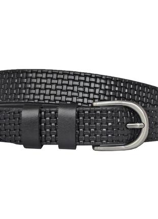 Ремінь жіночий шкіряний чорний із натуральної шкіри з тисненням для джинсів із пряжкою