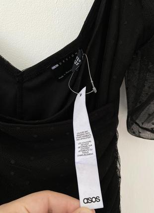 Новое черное мини платье с объемным рукавом сеткой asos9 фото