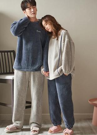 Теплая парная пижама мужская и женская