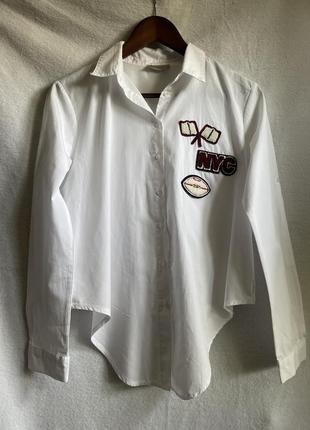 Белоснежная рубашка с укороченной спинкой orfeo.negro