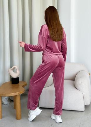 Плюшевый костюм кофта и брюки, домашний велюровый комплект, пижама плюш брюки и кофта, плюшевый костюм для дома6 фото