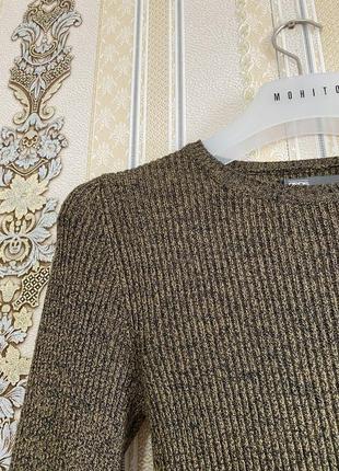 Подовжений светр в рубчик, коричнево-бежевый свитер-туника4 фото