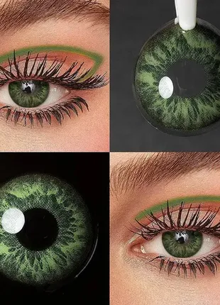 Цветные контактные линзы зеленые mint julep, без диоптрий + контейнер9 фото