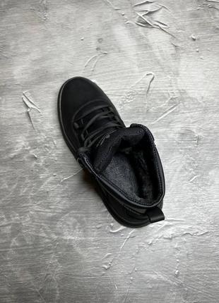 Топовые зимние черные мужские кроссовки, Спортивные ботинки кожаные/кожа-мужская обувь на зиму9 фото