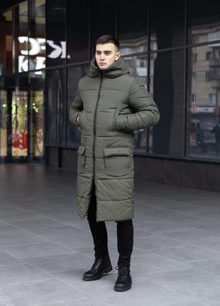 Черная теплая длинная куртка мужская2 фото