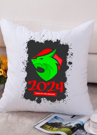 Декоративна подушка з новорічним принтом "dragon 2024 дракон 2024 year of the dragon" push it