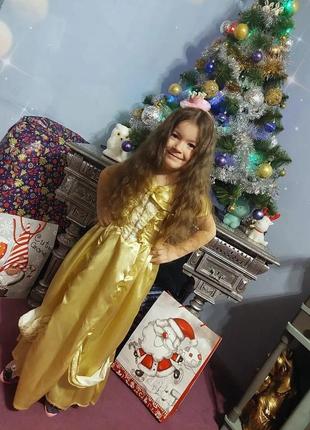 Брендовое нарядное праздничное платье для принцессы золотого цвета2 фото