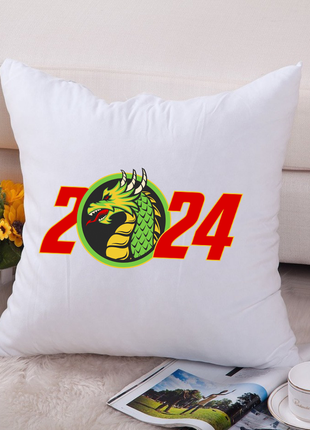 Декоративна подушка з новорічним принтом "дракон 2024. dragon 2024" push it