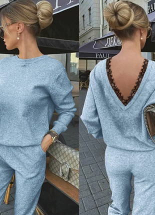 Жіночий ангоровый костюм з мереживом 42-44; 46-48; 50-52; 54-56 razg4413-р15408lве