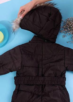 Зимовий комбінезон дитячий темно-коричневий з ремінцем р.802 фото