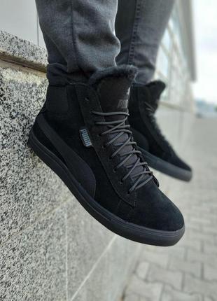 Зимние мужские ботинки puma black (мех) 46-47-48