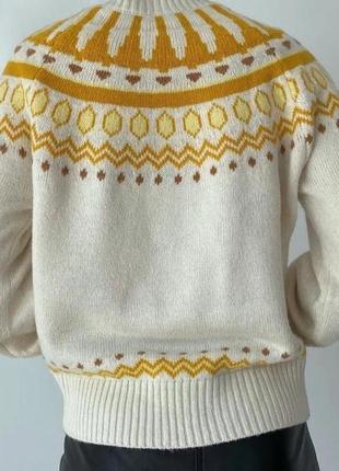 Бежевый женский новый теплый свитер свитер свитерик шерстяной с шерстью с узором хл xl3 фото