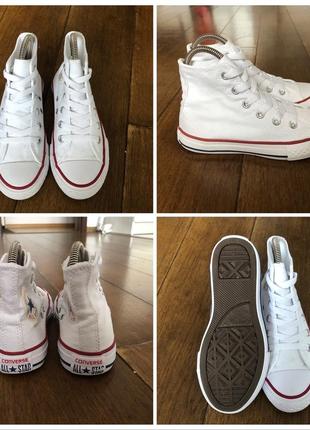 Высокие белые кеды converse (оригинал) 30 р.2 фото