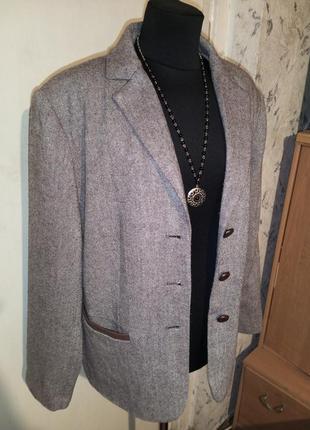 Шерстяной-30%,элегантный жакет-пиджак с карманами,большого размера1 фото