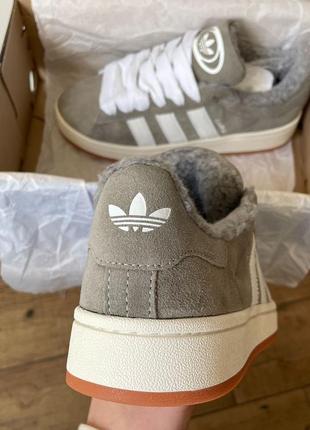 Adidas campus grey white winter хутро8 фото