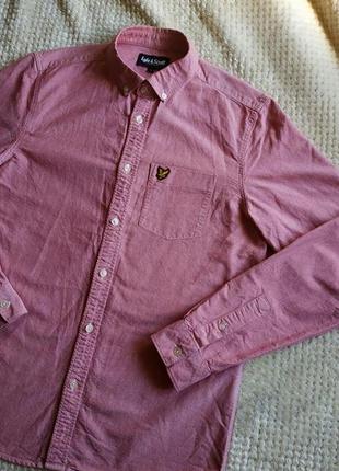 Крутая коттоновая хлопковая рубашка ,светло красная розовая.2 фото