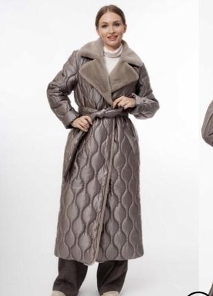 Alberto bini стеганое пальто макси женское пальто зимнее под пояс2 фото