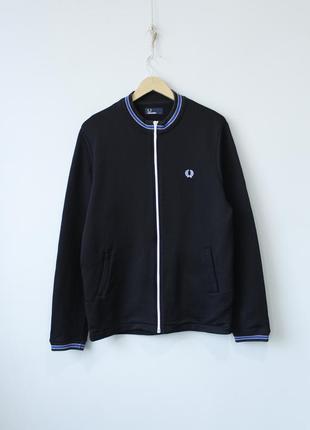 Fred perry португалия мужская кофта плотная на молнии zip фред пери черная бомбер с объемным вышитым логотипом кардиган