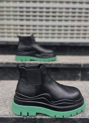 Ботинки bottega veteta mini black/green ( флис )3 фото