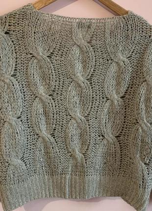 Итальянский свитерик кроп-топ крупной вязки косы р.s/m4 фото