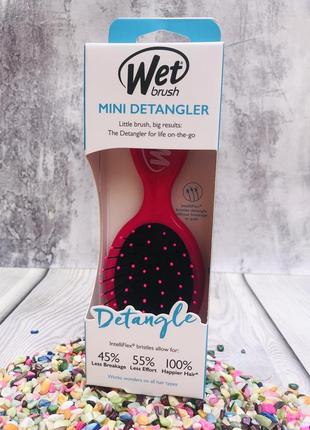 🩷 гребінець для волосся wet brush mini detangler pink для полегшення розчісування, рожевий, oригінал #розвантажуюсь